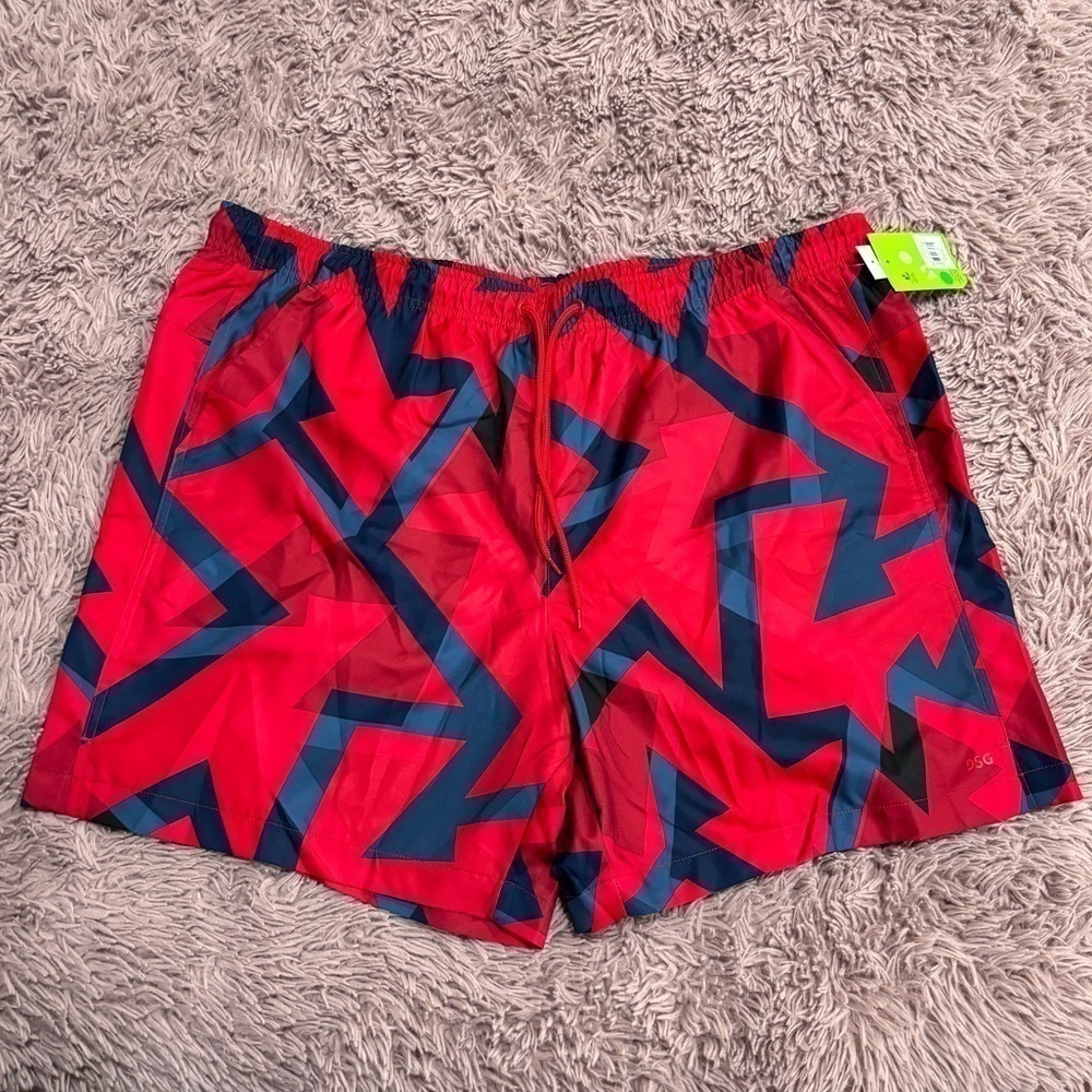 DSG Men Red Geometric Print Athletic Swim Shorts